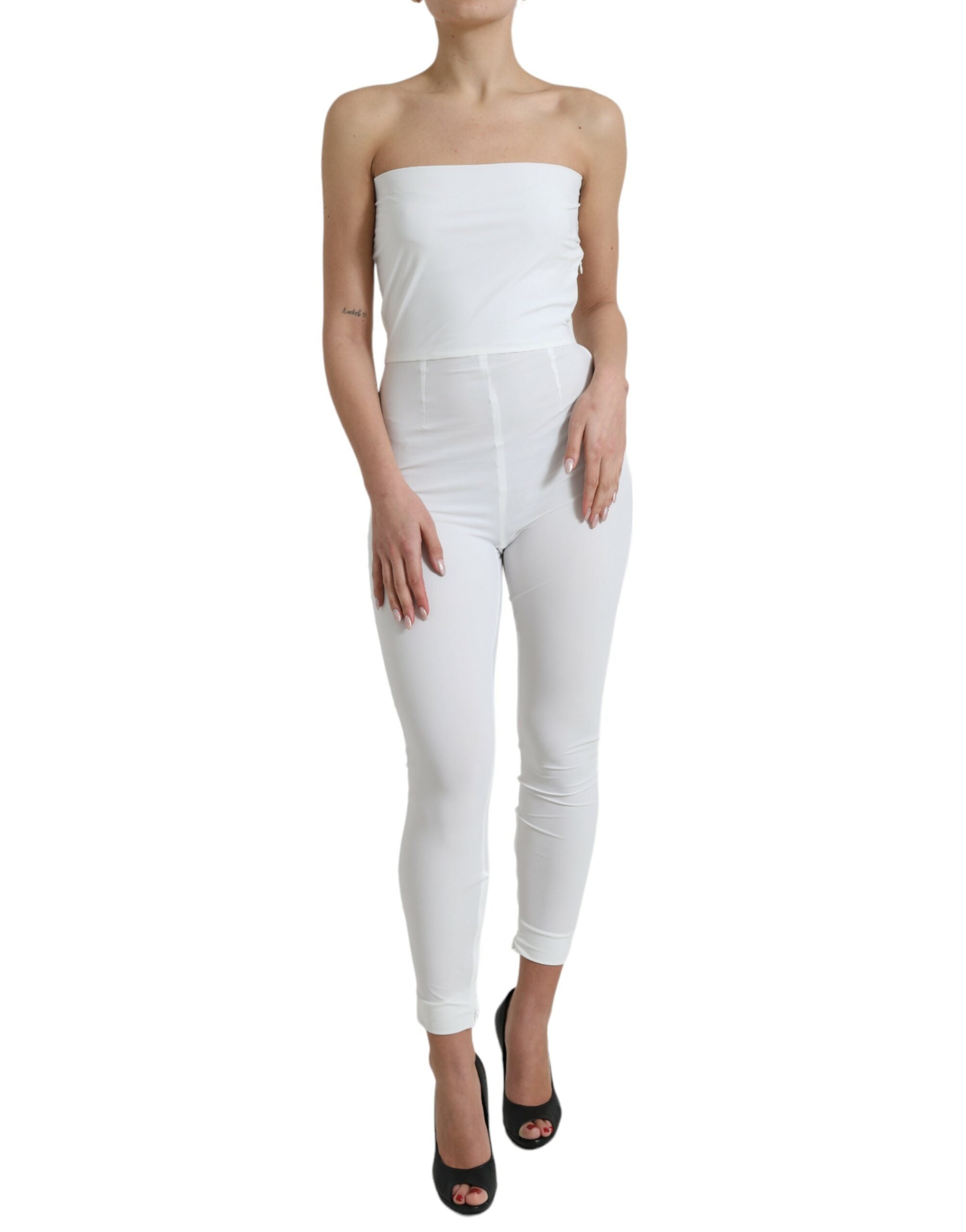 Dolce & Gabbana White Nylon Strapless Bodycon Jumpsuit Dress -   -  Dolce & Gabbana.