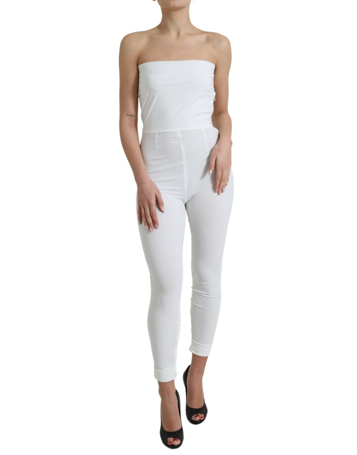 Dolce & Gabbana White Nylon Strapless Bodycon Jumpsuit Dress -   -  Dolce & Gabbana.