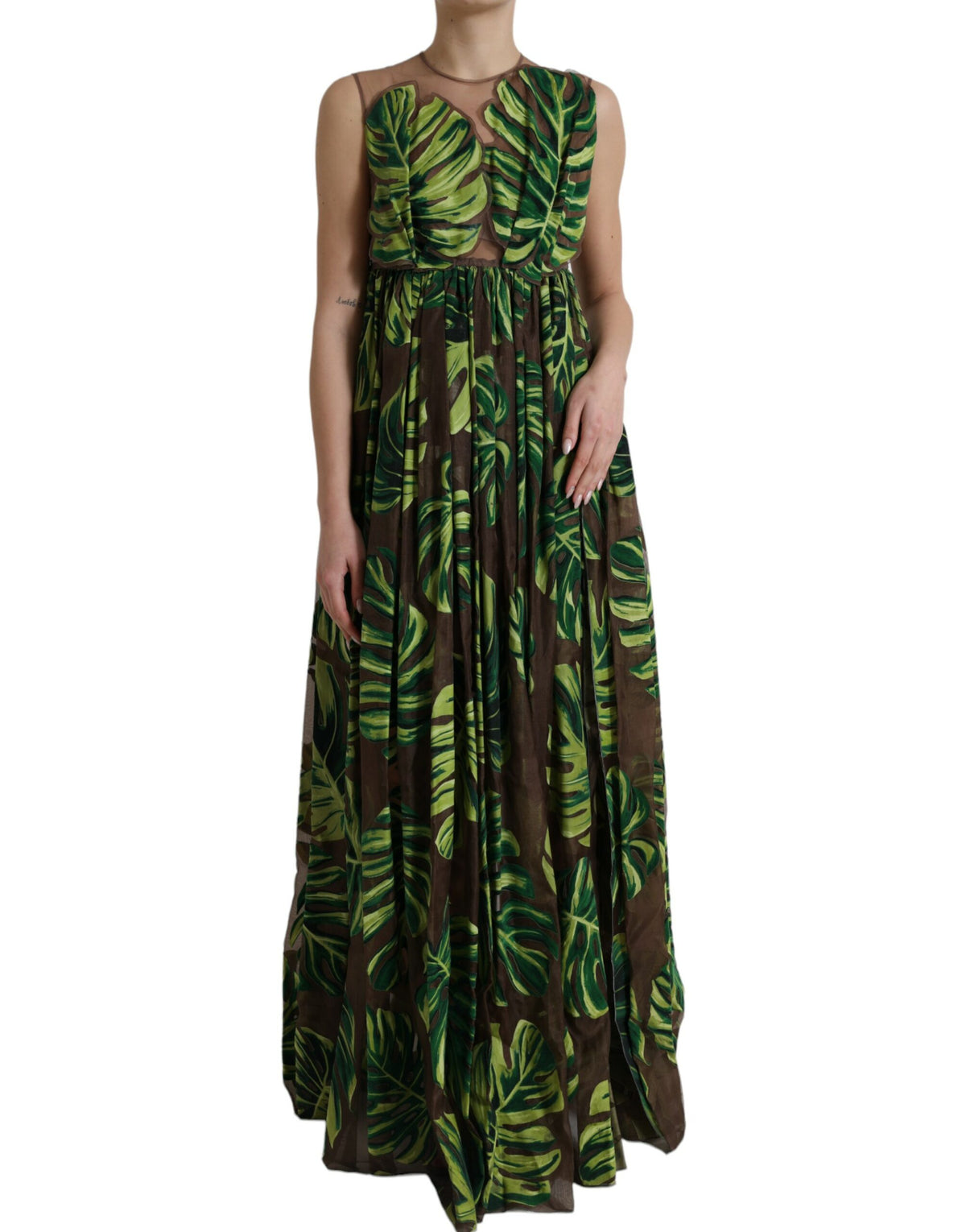 Dolce & Gabbana Green Banana Leaf Sleeveless Long Maxi Dress -   -  Dolce & Gabbana.