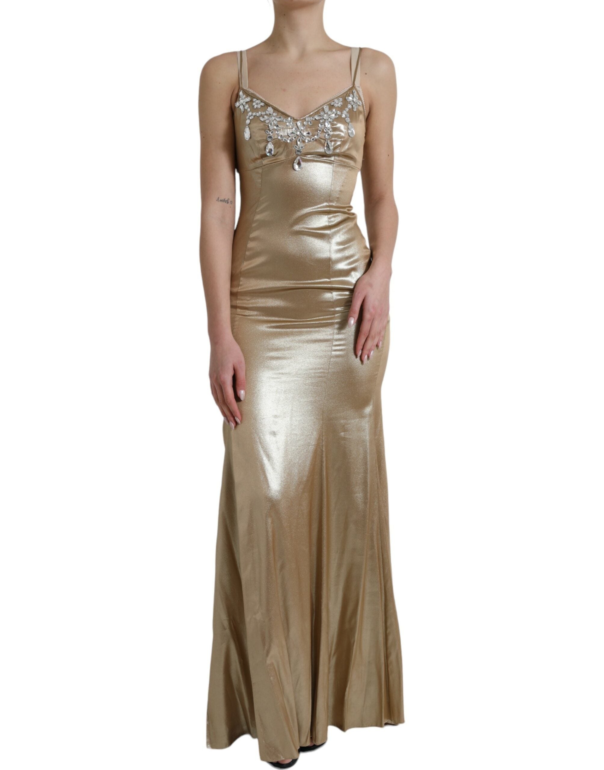 Dolce & Gabbana Metallic Gold Crystal Embellished Gown Dress -   -  Dolce & Gabbana.