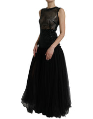 Dolce & Gabbana Black Sequined Sleeveless Mesh Layered Gown Dress -   -  Dolce & Gabbana.