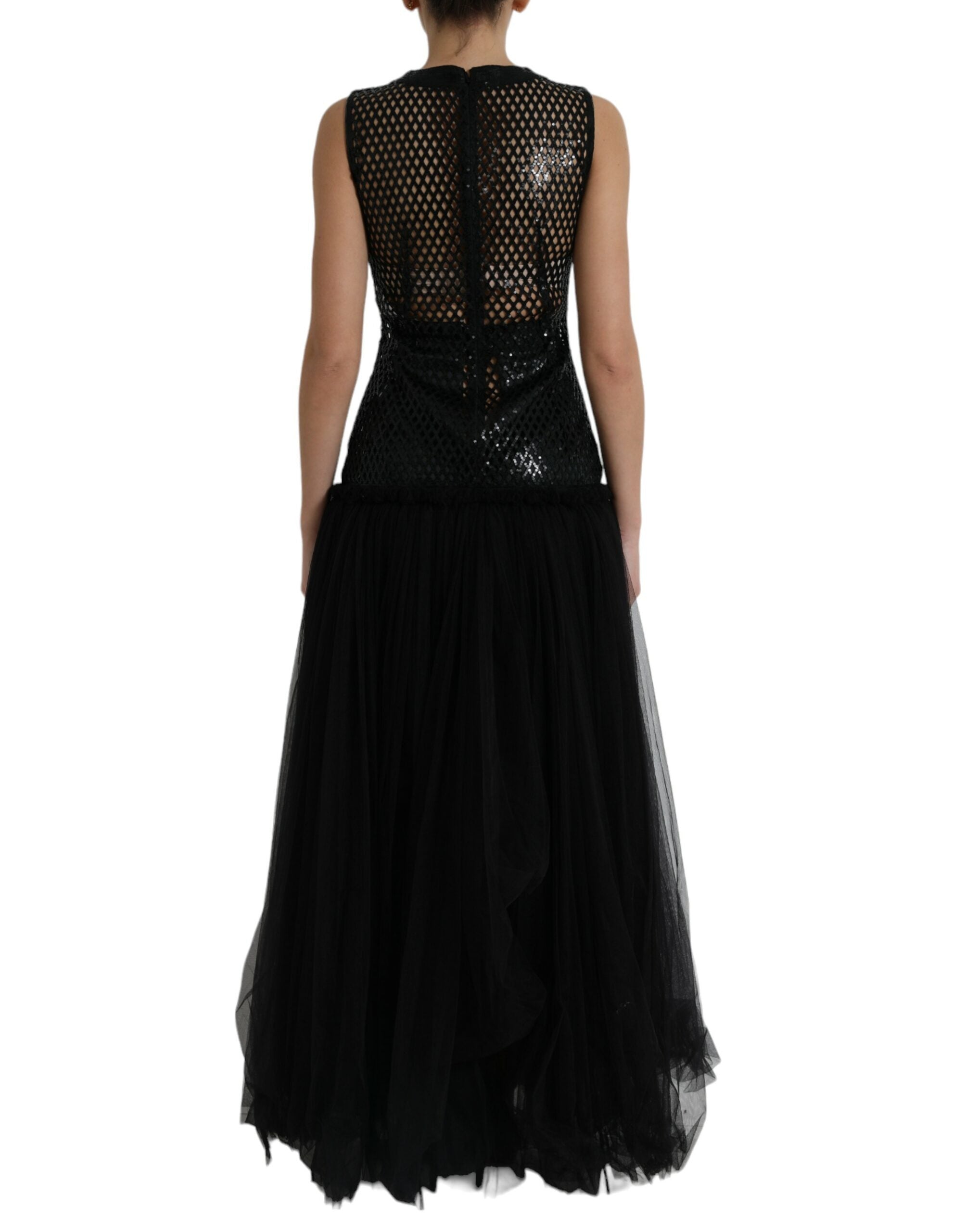 Dolce & Gabbana Black Sequined Sleeveless Mesh Layered Gown Dress -   -  Dolce & Gabbana. Dolce & Gabbana Black Sequined Sleeveless Mesh Layered Gown Dress -   -  Dolce & Gabbana.