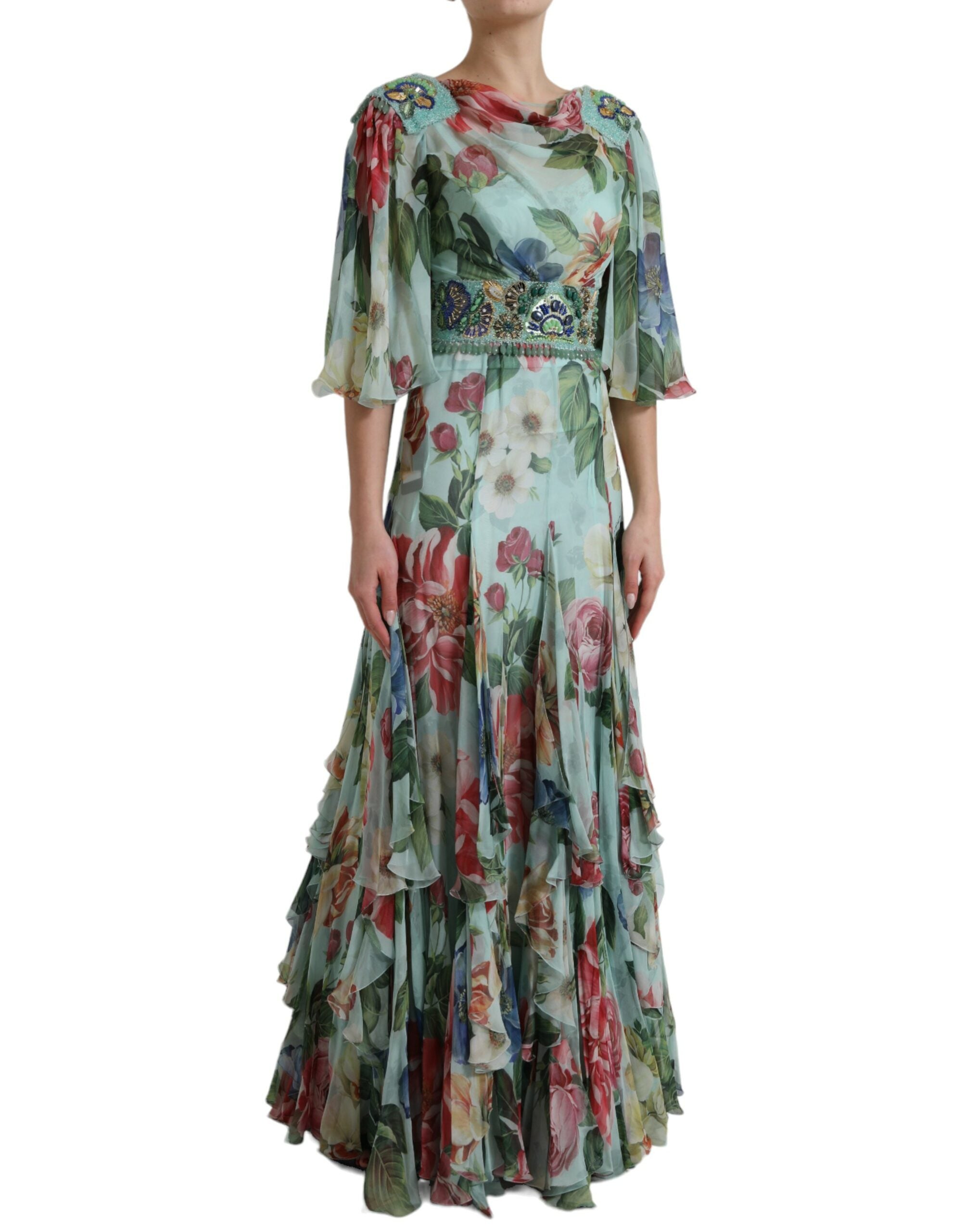 Dolce & Gabbana Blue Floral Print Tiered Long Maxi Dress -   -  Dolce & Gabbana. Dolce & Gabbana Blue Floral Print Tiered Long Maxi Dress -   -  Dolce & Gabbana.