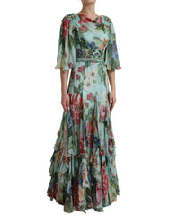 Dolce & Gabbana Blue Floral Print Tiered Long Maxi Dress -   -  Dolce & Gabbana.