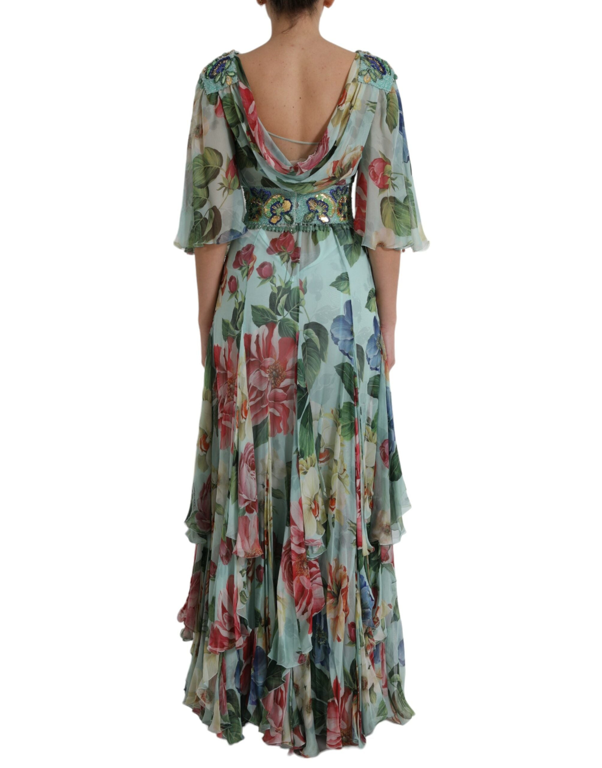 Dolce & Gabbana Blue Floral Print Tiered Long Maxi Dress -   -  Dolce & Gabbana. Dolce & Gabbana Blue Floral Print Tiered Long Maxi Dress -   -  Dolce & Gabbana.