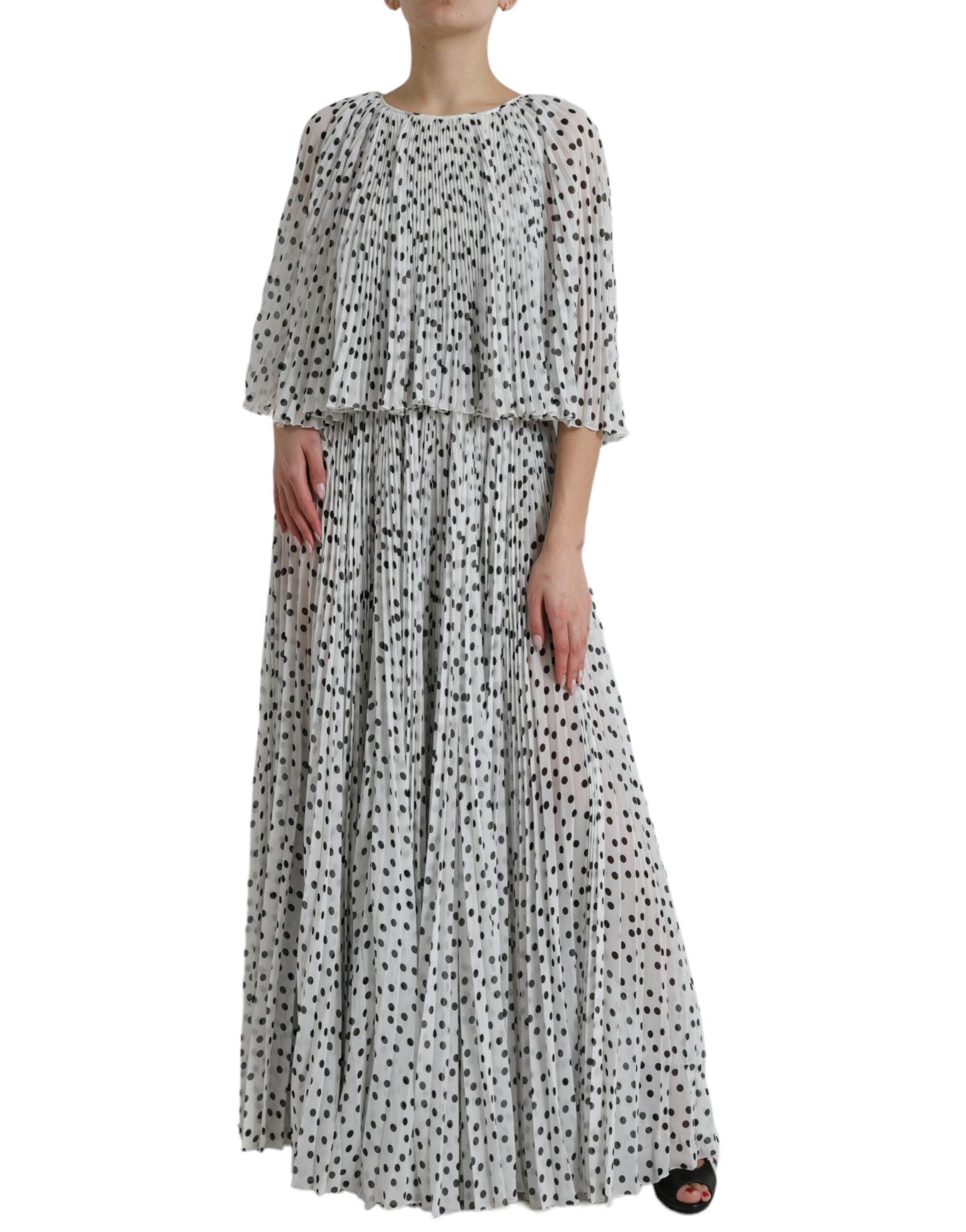 Dolce & Gabbana White Polka Dot A-line Pleated Maxi Dress -   -  Dolce & Gabbana. Dolce & Gabbana White Polka Dot A-line Pleated Maxi Dress -   -  Dolce & Gabbana.