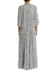 Dolce & Gabbana White Polka Dot A-line Pleated Maxi Dress -   -  Dolce & Gabbana.