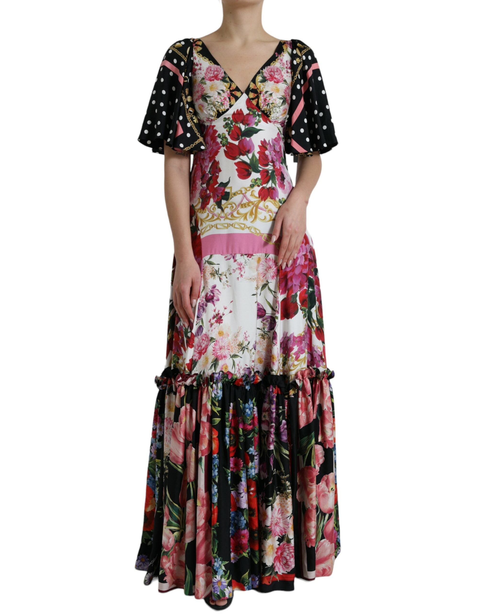 Dolce & Gabbana Multicolor Floral Print Silk Twill Gown Dress -   -  Dolce & Gabbana.