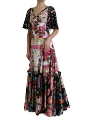 Dolce & Gabbana Multicolor Floral Print Silk Twill Gown Dress -   -  Dolce & Gabbana.
