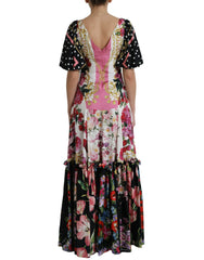 Dolce & Gabbana Multicolor Floral Print Silk Twill Gown Dress -   -  Dolce & Gabbana.