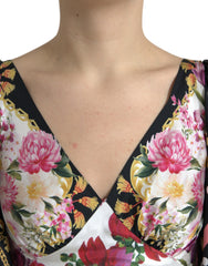 Dolce & Gabbana Multicolor Floral Print Silk Twill Gown Dress -   -  Dolce & Gabbana.