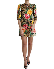 Dolce & Gabbana Multicolor Tiger Floral Print Shift Mini Dress -   -  Dolce & Gabbana.