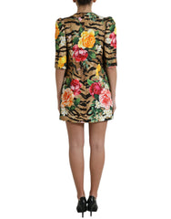Dolce & Gabbana Multicolor Tiger Floral Print Shift Mini Dress -   -  Dolce & Gabbana.