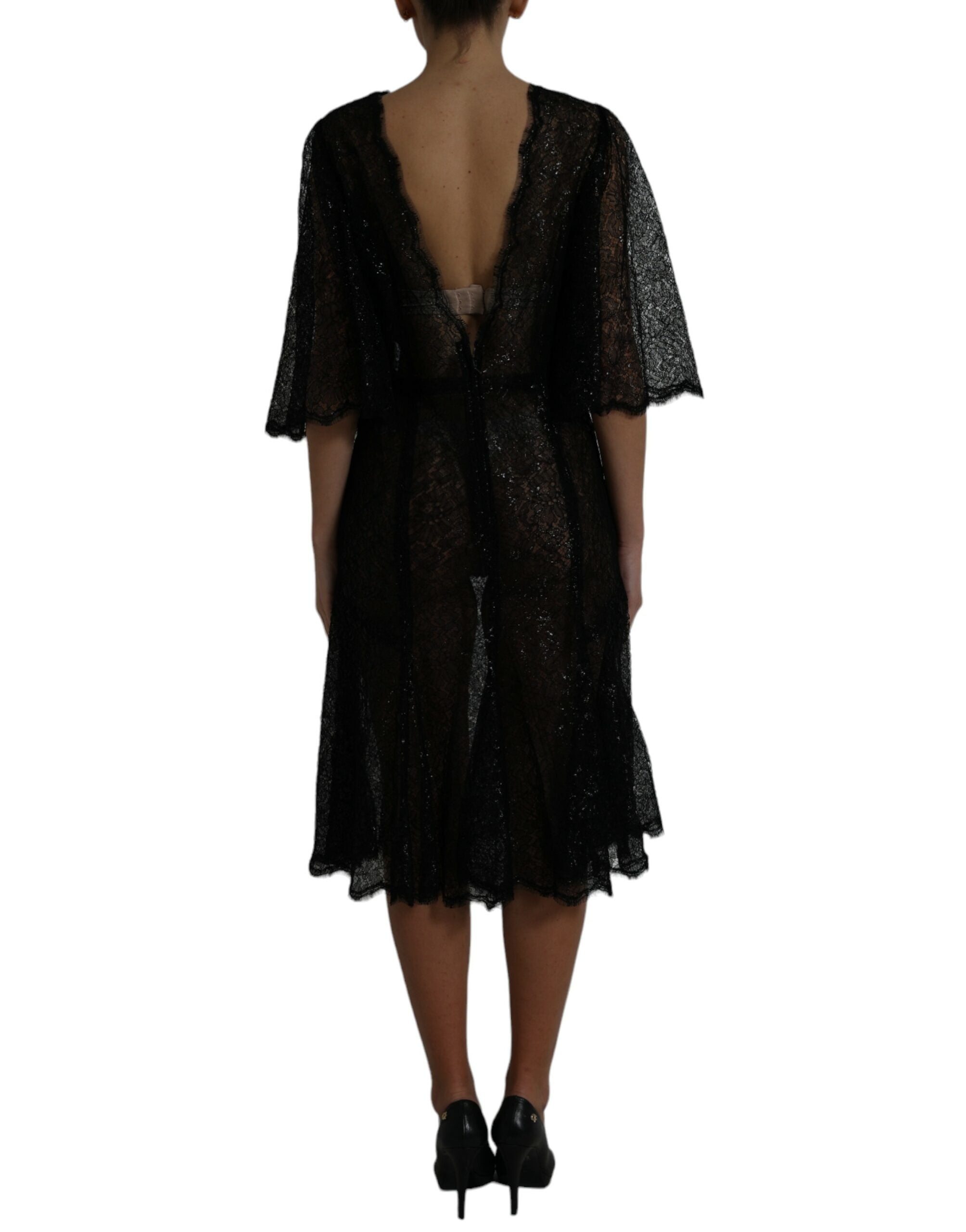 Dolce & Gabbana Black Floral Lace Sheer A-line Midi Dress -   -  Dolce & Gabbana. Dolce & Gabbana Black Floral Lace Sheer A-line Midi Dress -   -  Dolce & Gabbana.