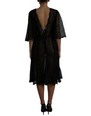 Dolce & Gabbana Black Floral Lace Sheer A-line Midi Dress -   -  Dolce & Gabbana.