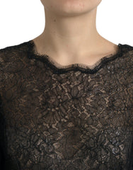 Dolce & Gabbana Black Floral Lace Sheer A-line Midi Dress -   -  Dolce & Gabbana.