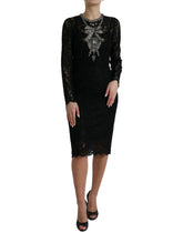 Dolce & Gabbana Black Lace Crystal Embellished Sheath Dress -   -  Dolce & Gabbana.