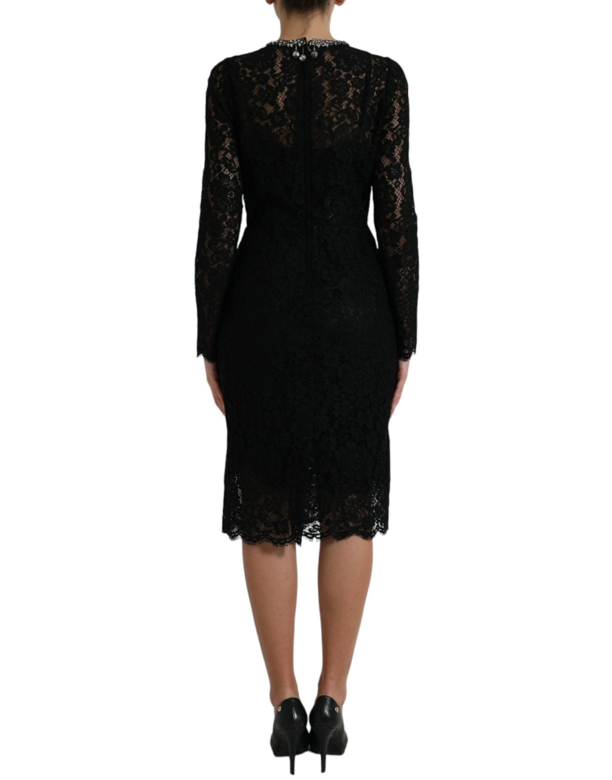 Dolce & Gabbana Black Lace Crystal Embellished Sheath Dress -   -  Dolce & Gabbana. Dolce & Gabbana Black Lace Crystal Embellished Sheath Dress -   -  Dolce & Gabbana.