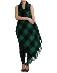 Dolce & Gabbana Black Green Buffalo Check Poncho Coat Jacket -   -  Dolce & Gabbana.