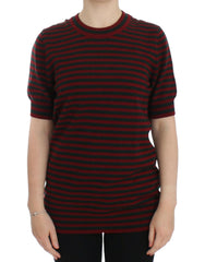 Dolce & Gabbana Red Gray Cashmere Short Sleeve Sweater -   -  Dolce & Gabbana.