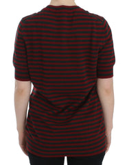Dolce & Gabbana Red Gray Cashmere Short Sleeve Sweater -   -  Dolce & Gabbana.
