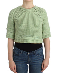 Ermanno Scervino Green Cropped Knit Sweater Knitted Jumper -   -  Ermanno Scervino.