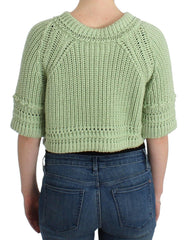 Ermanno Scervino Green Cropped Knit Sweater Knitted Jumper -   -  Ermanno Scervino.