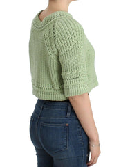 Ermanno Scervino Green Cropped Knit Sweater Knitted Jumper -   -  Ermanno Scervino.
