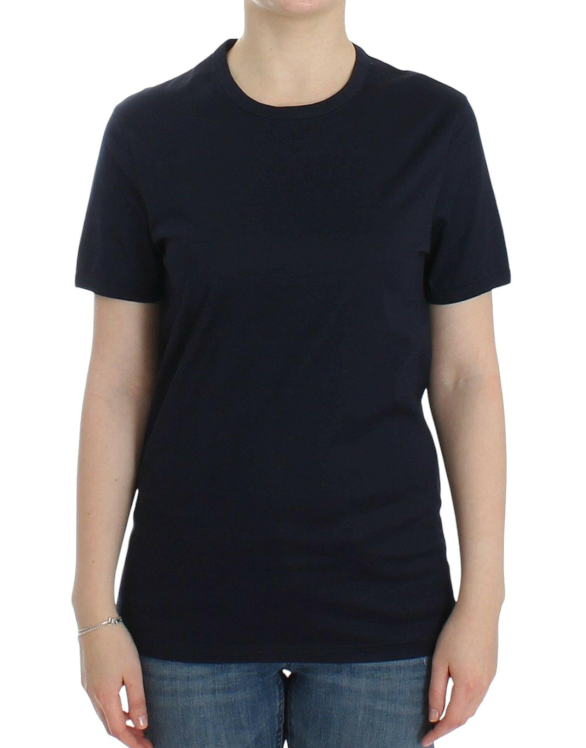 Ermanno Scervino Lingerie Blue Crewneck Cotton Logo T-shirt -   -  Ermanno Scervino.