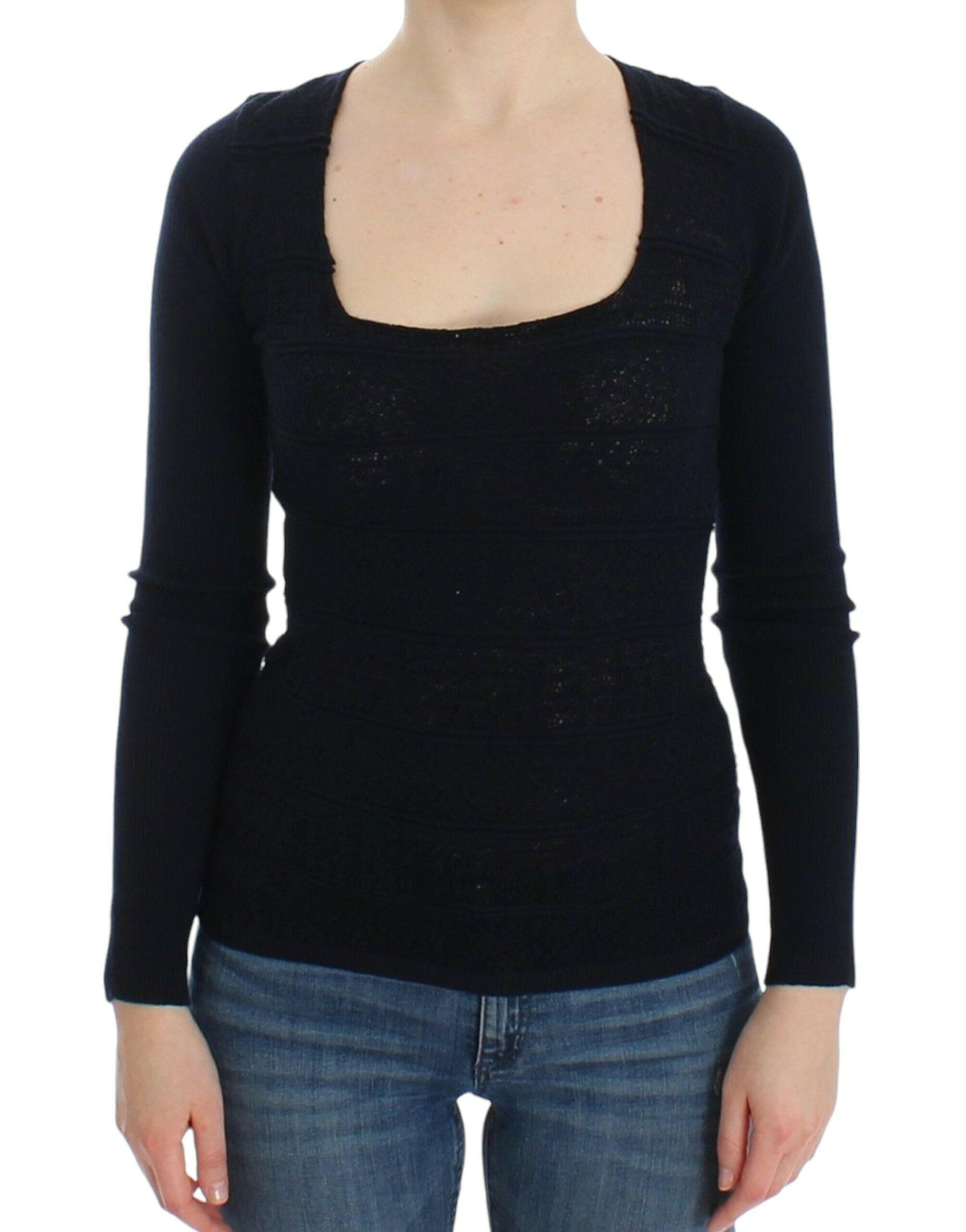 Ermanno Scervino Blue Knitted Wool Stretch Sweater Top -   -  Ermanno Scervino.