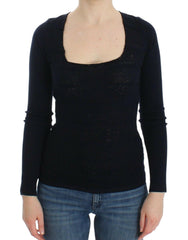 Ermanno Scervino Blue Knitted Wool Stretch Sweater Top -   -  Ermanno Scervino.