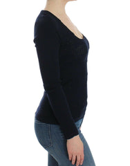 Ermanno Scervino Blue Knitted Wool Stretch Sweater Top -   -  Ermanno Scervino.
