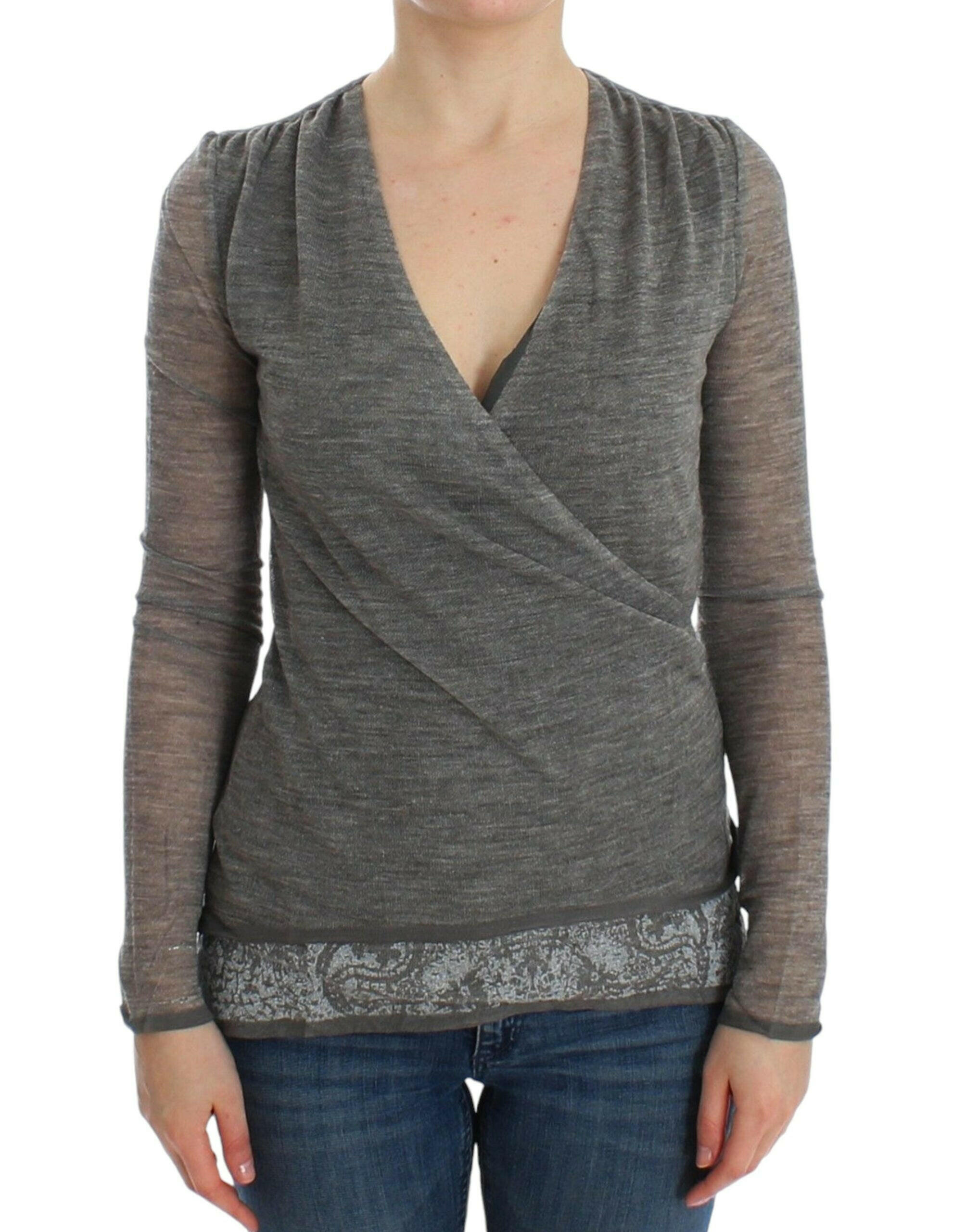 Ermanno Scervino Gray Wool Blend Stretch Long Sleeve Sweater -   -  Ermanno Scervino.