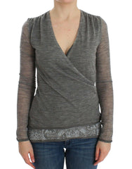 Ermanno Scervino Gray Wool Blend Stretch Long Sleeve Sweater -   -  Ermanno Scervino.