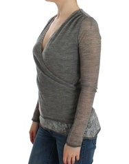 Ermanno Scervino Gray Wool Blend Stretch Long Sleeve Sweater -   -  Ermanno Scervino.