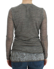 Ermanno Scervino Gray Wool Blend Stretch Long Sleeve Sweater -   -  Ermanno Scervino.