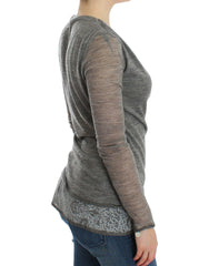 Ermanno Scervino Gray Wool Blend Stretch Long Sleeve Sweater -   -  Ermanno Scervino.