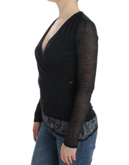 Ermanno Scervino Black Wool Blend Stretch Long Sleeve Sweater -   -  Ermanno Scervino.