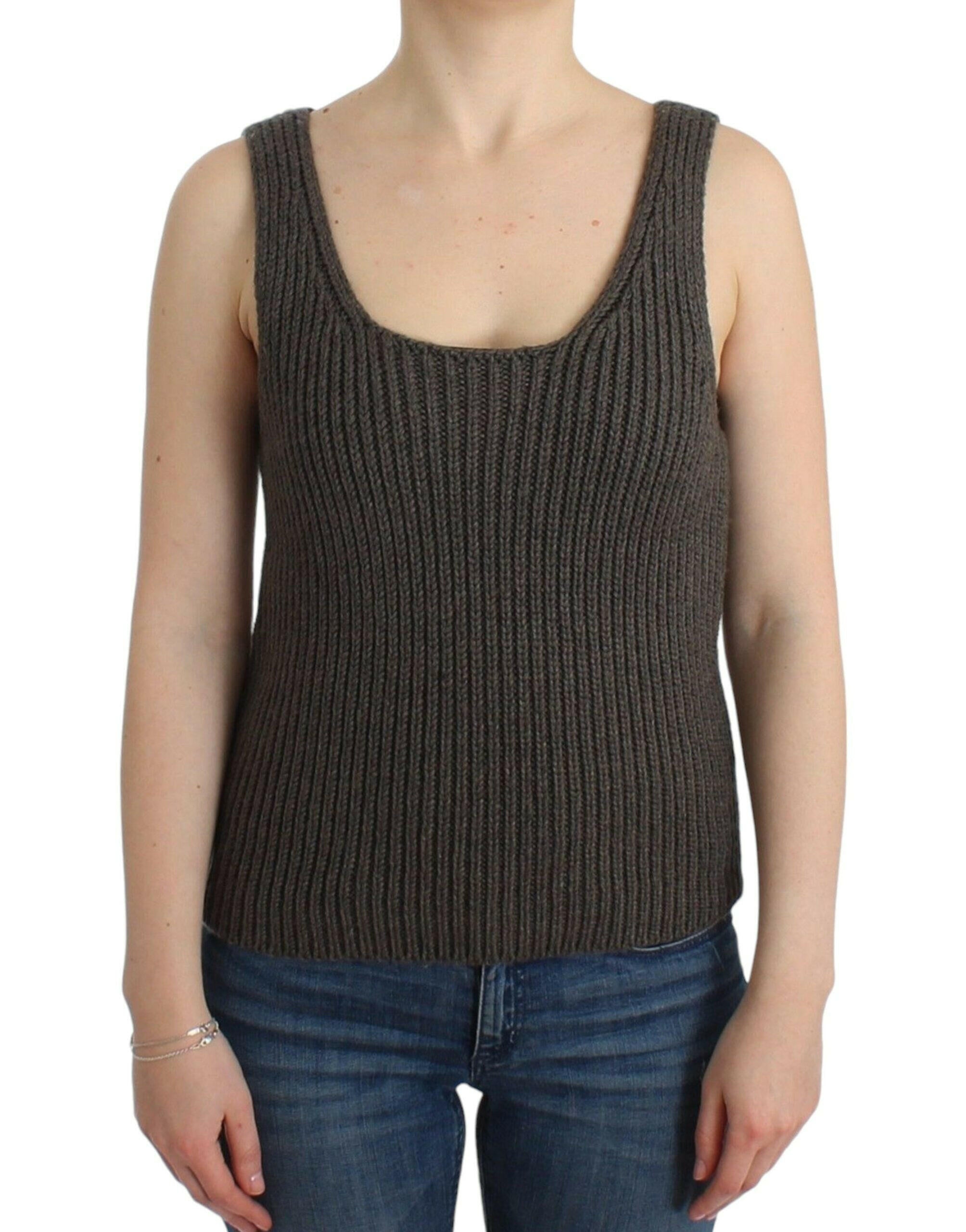 Ermanno Scervino Gray Knit Top Knitted Sweater Merino Wool - - Ermanno Scervino.