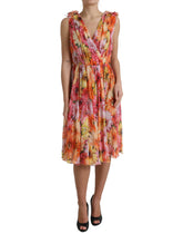 Dolce & Gabbana Multicolor Sunflower Print Silk Midi Dress -   -  Dolce & Gabbana.