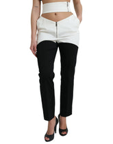 Dolce & Gabbana Black White Cotton Cut Out Waist Tapered Pants -   -  Dolce & Gabbana.