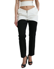 Dolce & Gabbana Black White Cotton Cut Out Waist Tapered Pants -   -  Dolce & Gabbana.