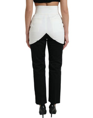 Dolce & Gabbana Black White Cotton Cut Out Waist Tapered Pants -   -  Dolce & Gabbana.