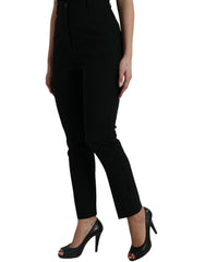 Dolce & Gabbana Black Wool High Waist Tapered Pants -   -  Dolce & Gabbana.