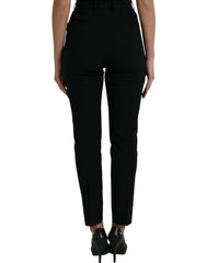 Dolce & Gabbana Black Wool High Waist Tapered Pants -   -  Dolce & Gabbana.