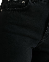 Dolce & Gabbana Black Cotton High Waist Tattered Denim Jeans -   -  Dolce & Gabbana.