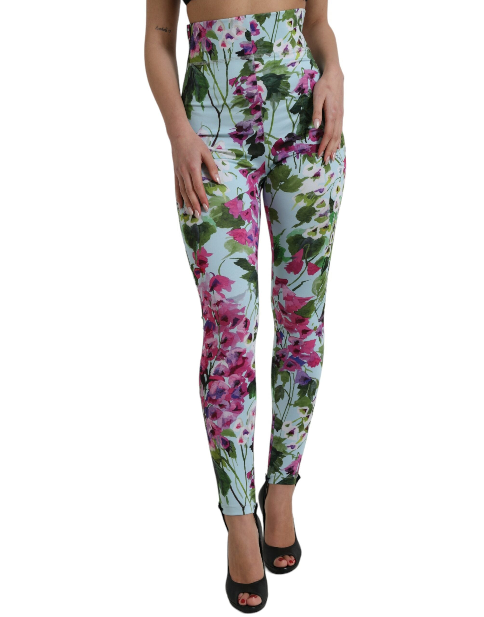 Dolce & Gabbana Multicolor Floral High Waist Leggings Pants -   -  Dolce & Gabbana.