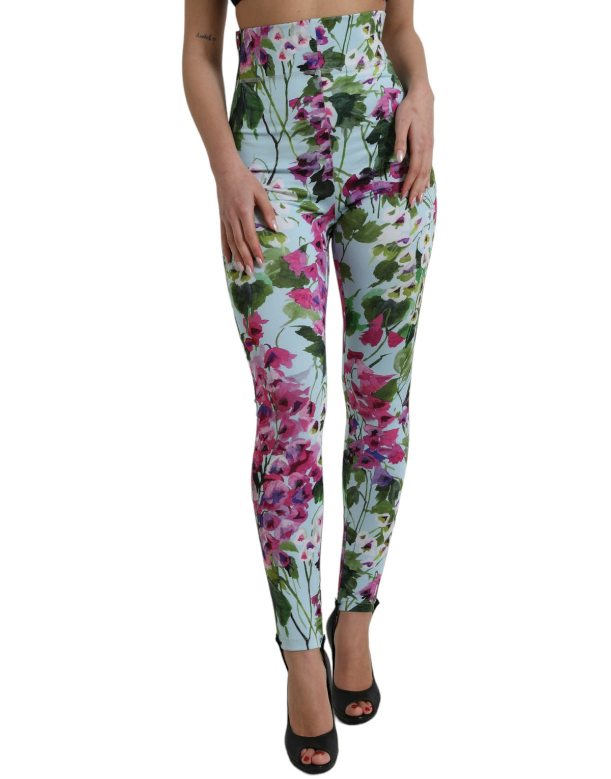 Dolce & Gabbana Multicolor Floral High Waist Leggings Pants -   -  Dolce & Gabbana.