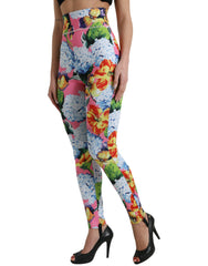 Dolce & Gabbana Multicolor Floral High Waist Leggings Pants -   -  Dolce & Gabbana.