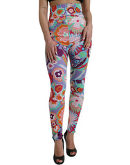 Dolce & Gabbana Multicolor Floral High Waist Leggings Pants -   -  Dolce & Gabbana.